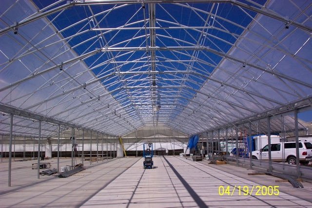 Agra Tech greenhouse with roll-A-roof opening roof system | Ball Tagawa Growers | Arroyo Grande, CA