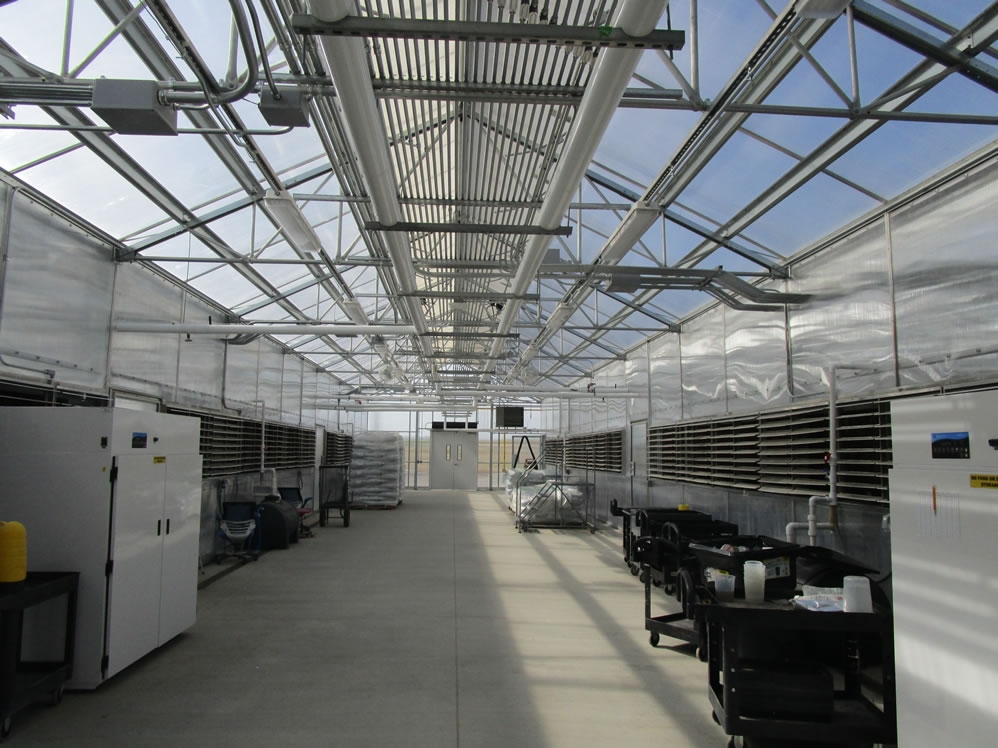 Commercial R & D Greenhouse – HVAC distribution corridor